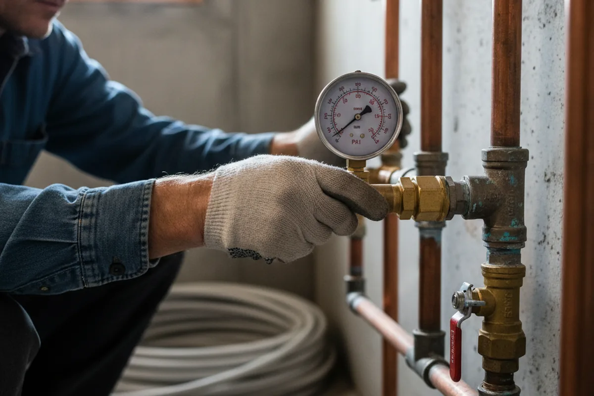 Pressure testing a repaired line during Water Line Repair in Guilderland